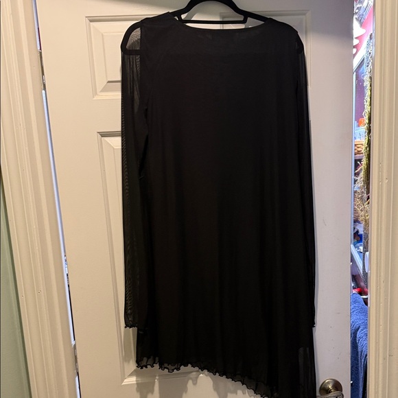 ASOS Asymmetrical Black Dress with Mesh Sleeves - Picture 4 of 4